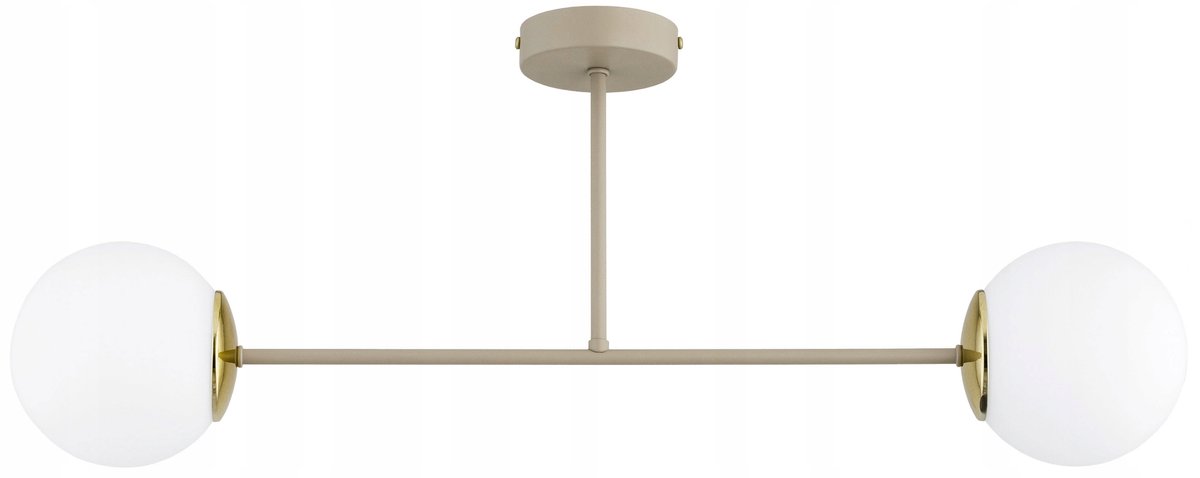 Milo Plafondlamp Beige Ecru Goud met Glazen Bollen - Stijlvolle Verlichting