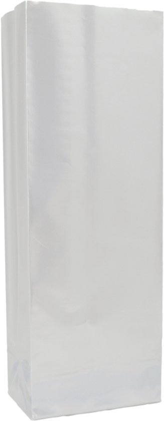 100x Blokbodemzakjes Zilver 105 + 65 x 300 mm - 4-laags - Zeer Hoge Barrière-eigenschappen - Rechthoekige Zak - Voedsel Verpakking - Blokbodem Zakjes - Traktatie Zakjes - Sealbaar - Uitdeelzakjes - Cadeauzakjes - Gekleurde Zakjes
