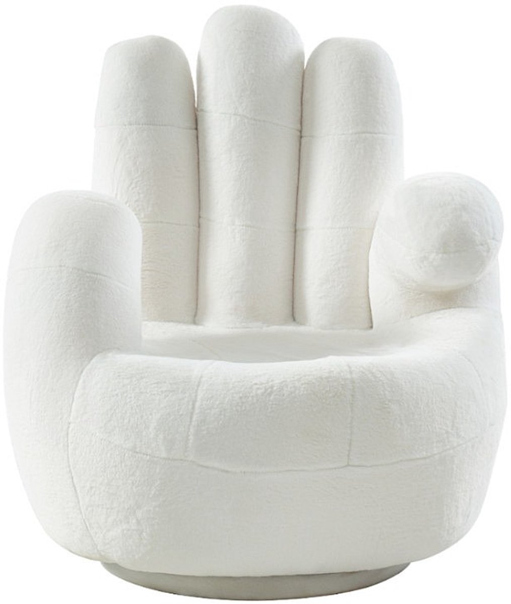 Vente-unique Draaiende fauteuil van imitatiebont CATCHY - Wit