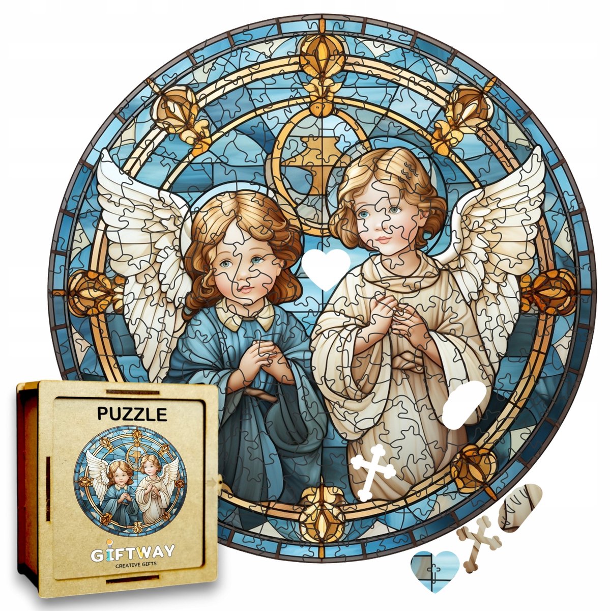 Houten puzzel engelen 208 stukjes - unieke vormen, cadeau