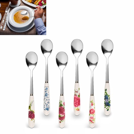 5 stks Korte Lepel Rvs Ijs Scoop Thee Dessertlepel Crème Keukengerei(Goud