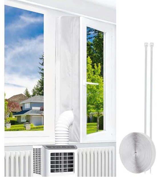 Raamafdichting Mobiele Airconditioner 4m met Sterke Ritssluitingen en Kabelbinders voor Schuiframen