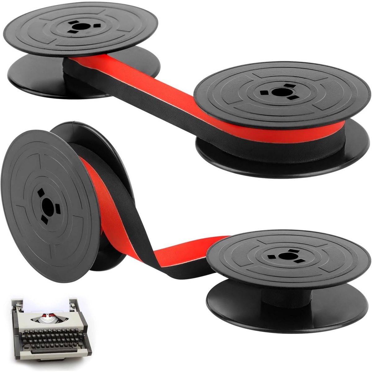 QTTVBTNA - Typemachine linten - Zwart/Rood - vervangend inktlint op dubbele spoel - typemachine accessoires - Geschikt voor de meeste typelinten en oudere typemachines - 2 paar