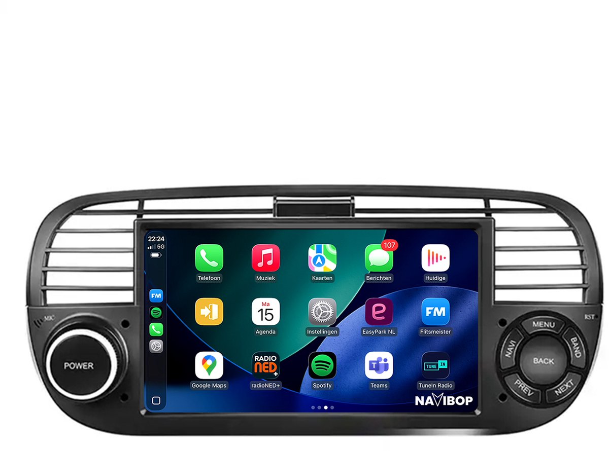Geschikt voor Fiat 500 2005-2017 | 7" Android 14.0 Autoradio | Apple CarPlay & Android Auto | 2GB RAM & 32GB opslag | Draadloze verbinding | HD Scherm | FM, AM, DAB+ Radio | Bluetooth handsfree bellen