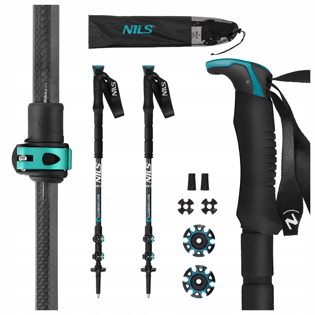 Nils TK8607 Carbon Trekkingstokken - Verstelbaar & Lichtgewicht