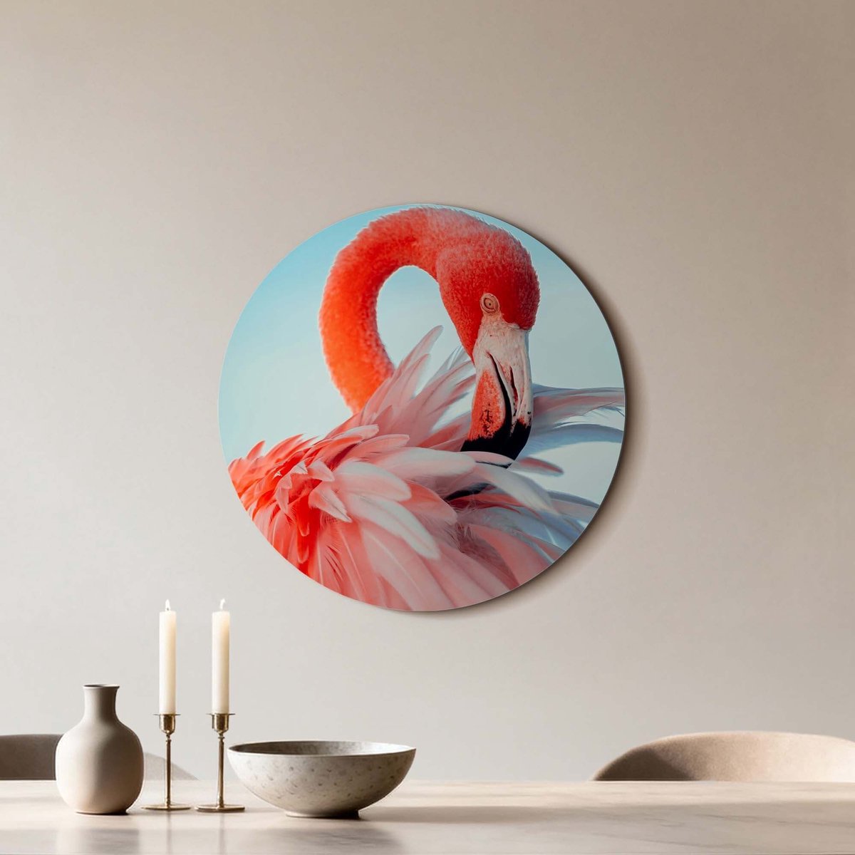 KitchenArt - Feathered Grace - Muurcirkel Binnen - ø 60 cm - Wandcirkel - Mét Ophangsysteem - Wanddecoratie - Muurdecoratie