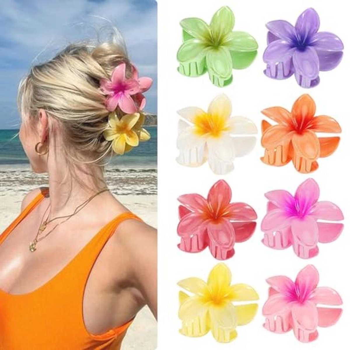 Grote Bloem Haarspelden - Niet-slip Haarclips voor Dikker en Dunner Haar (8 cm)