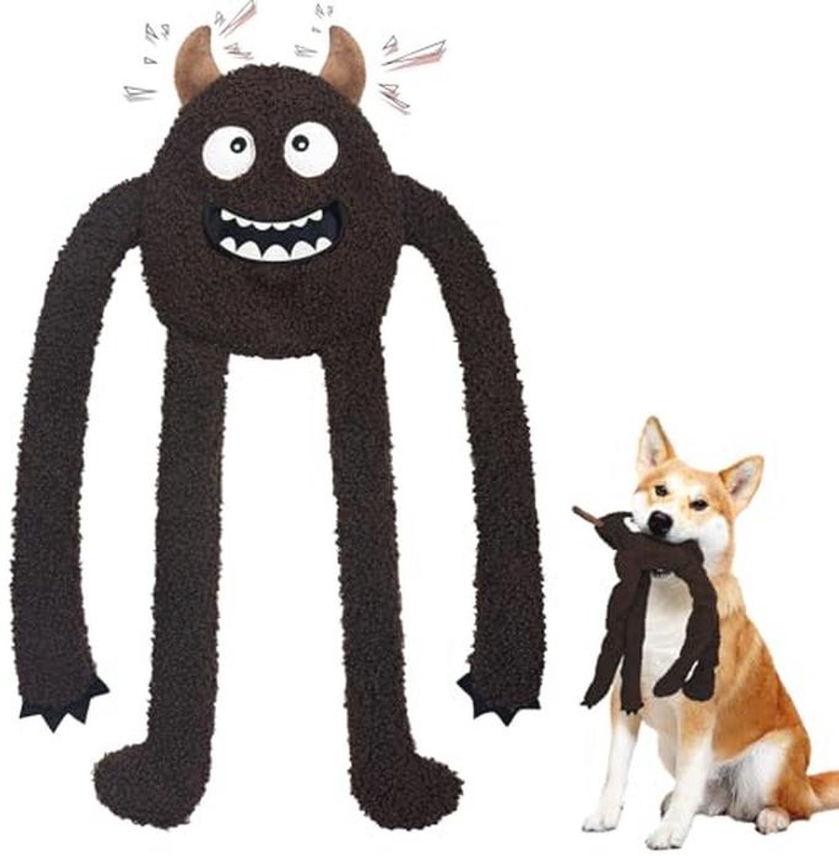 Interactief piepend hondenknuffeldier met touw en crinkle-papier voor puppy's en kleine honden