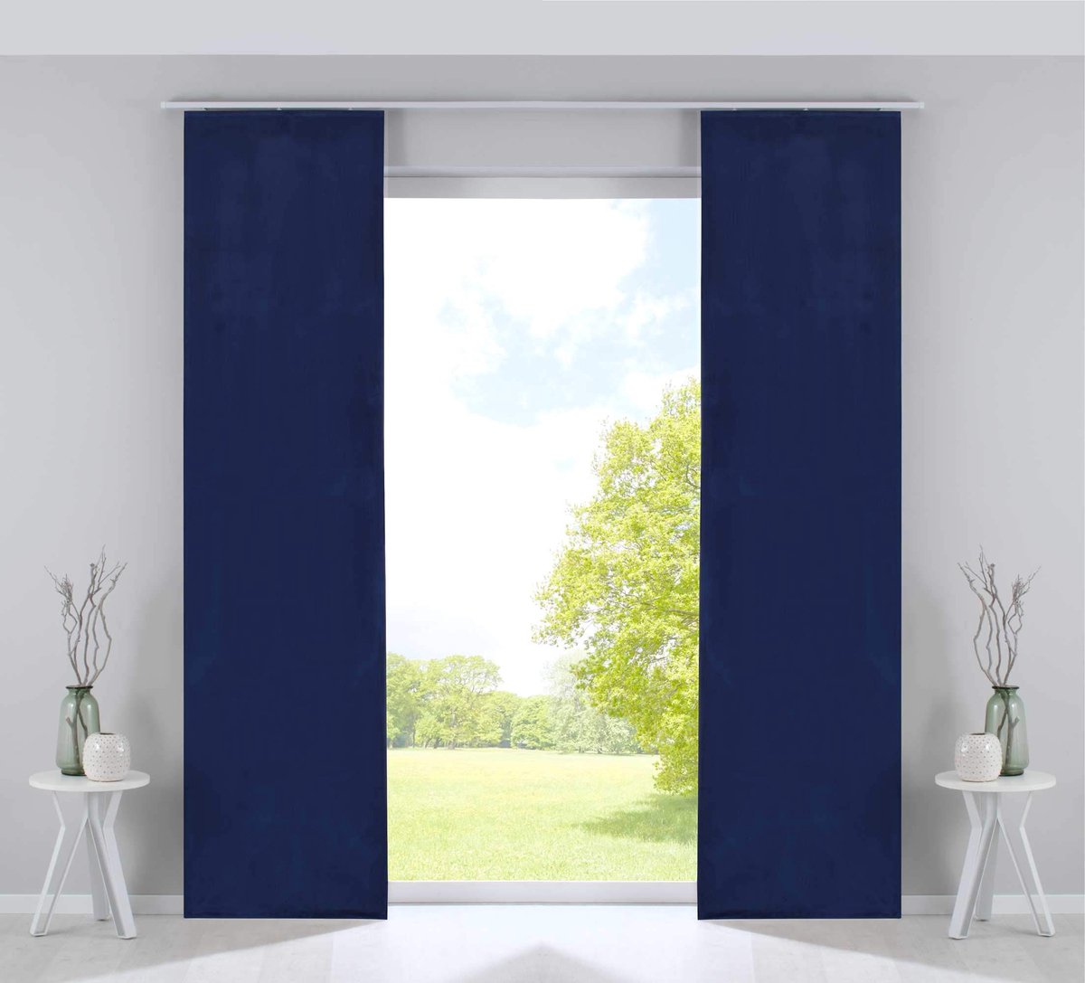 Unyqoos Set van twee elegante fluwelen verduisteringsgordijnen in blauw voor optimale privacy