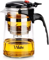 Theepot met Filter met Knop Glas 600 ml - Koffie- en Thee Pot - Infuser - Theezeef - Filter - Zeef