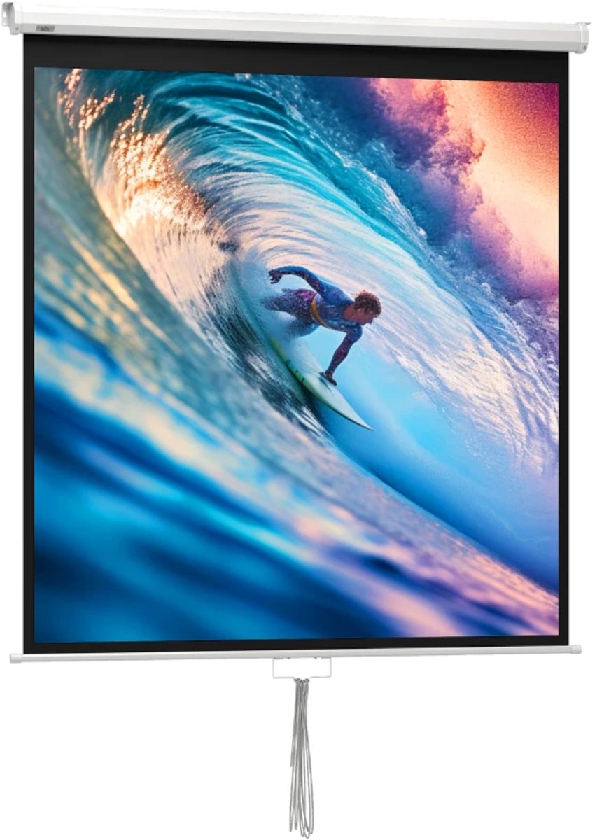 Projectorscherm - 85 inch - 1:1 - 4K HD - 160° Kijkhoek - Beamerscherm - Wand- of plafondbevestiging - Projectiedoek - Thuisbioscoop & Presentaties - 152x152 cm - Wit
