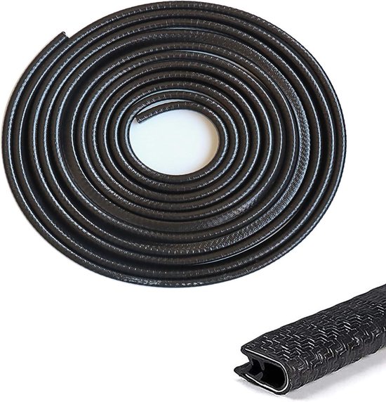 Autodeurrandbeschermer Zwart 5 Meter U-vormige Randafwerking Rubberen Afdichting Beschermstrip Passend Bij 25~p134805330