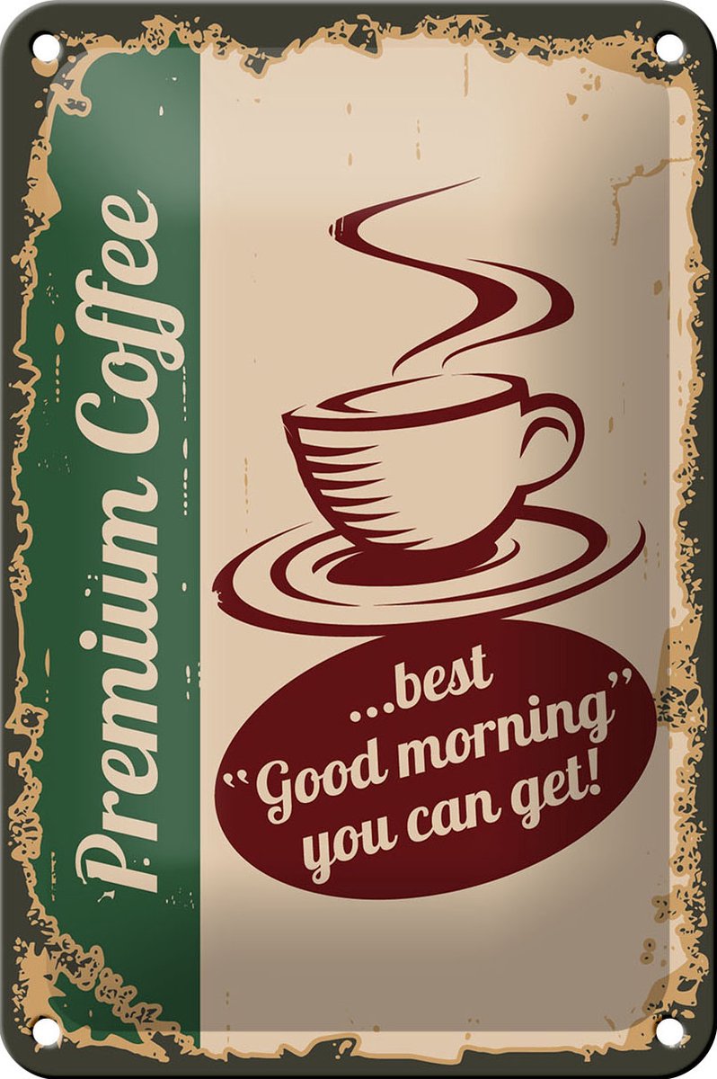 Blechschild Retro 12x18cm Kaffee Premium Coffee