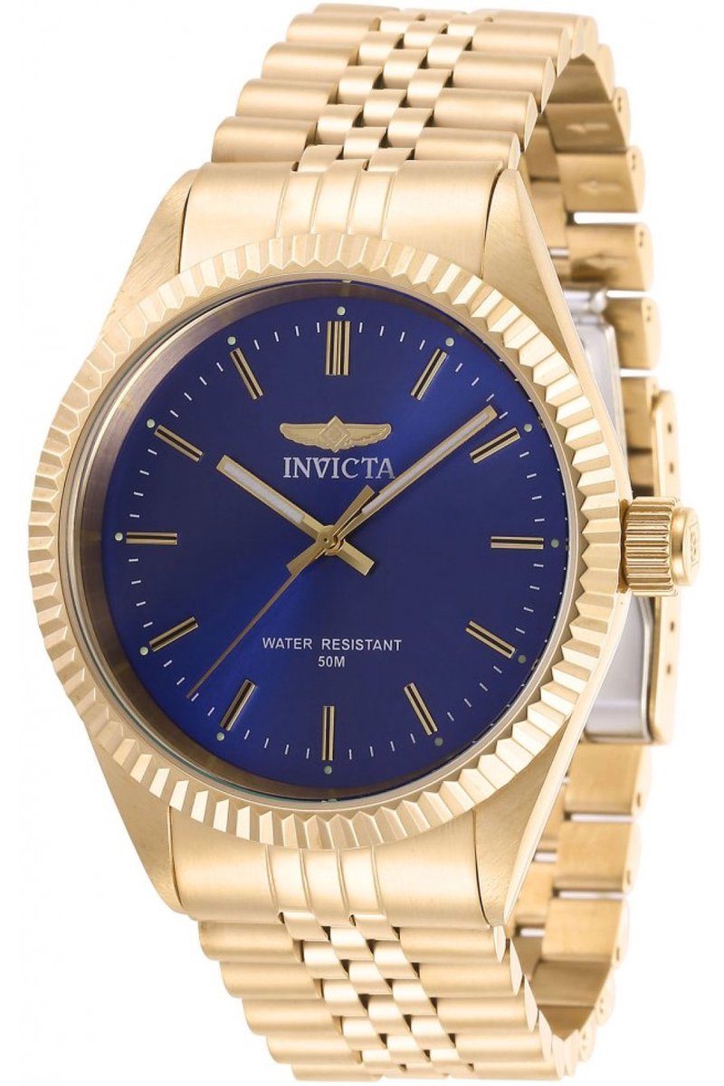 Invicta Specialty 29386 Heren Horloge - Waterdicht - Analoog - Quartz Uurwerk - Roestvrij Staal met blauwe Wijzerplaat - 43mm