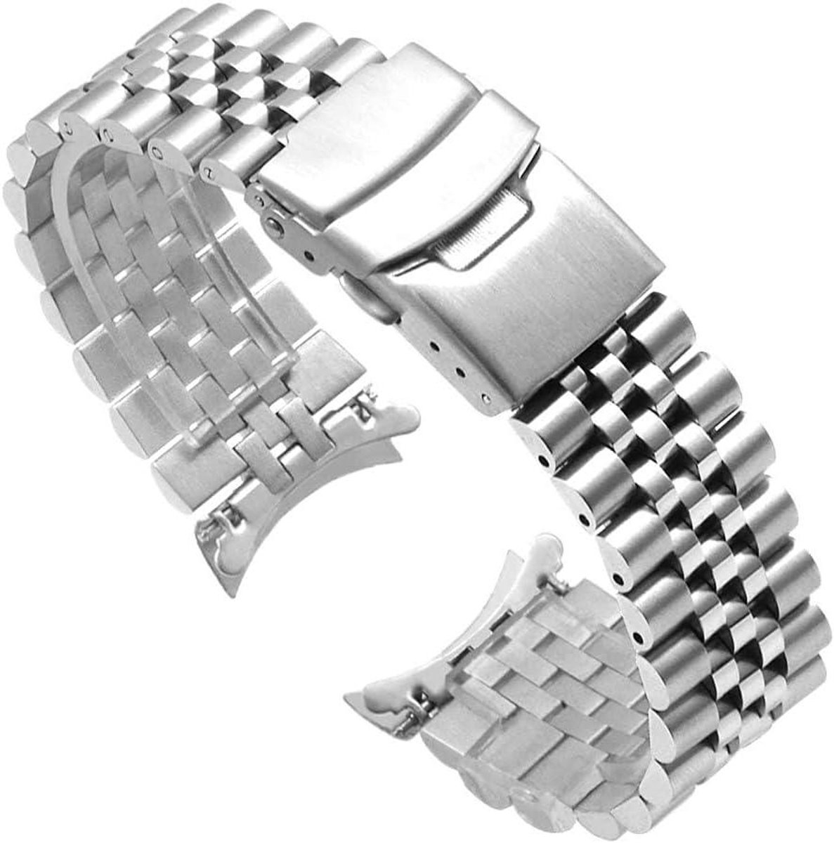 Nordivar - Roestvrij stalen horlogeband 18mm met dubbele flip lock gesp zilverkleurig