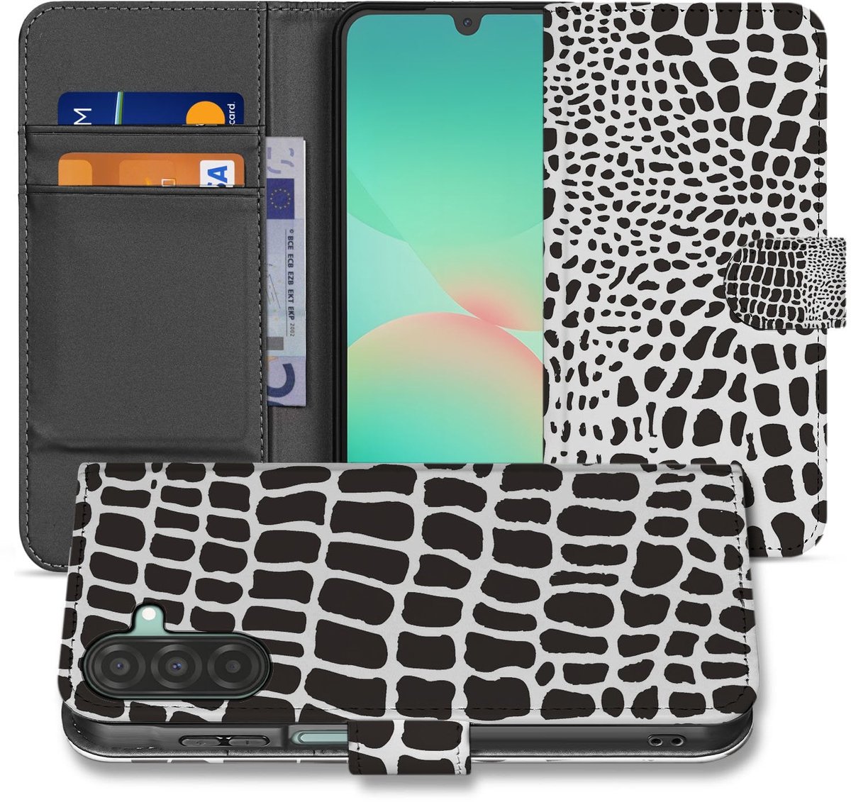 Samsung Galaxy A17 Telefoonhoesje met Pasjes Slangenprint