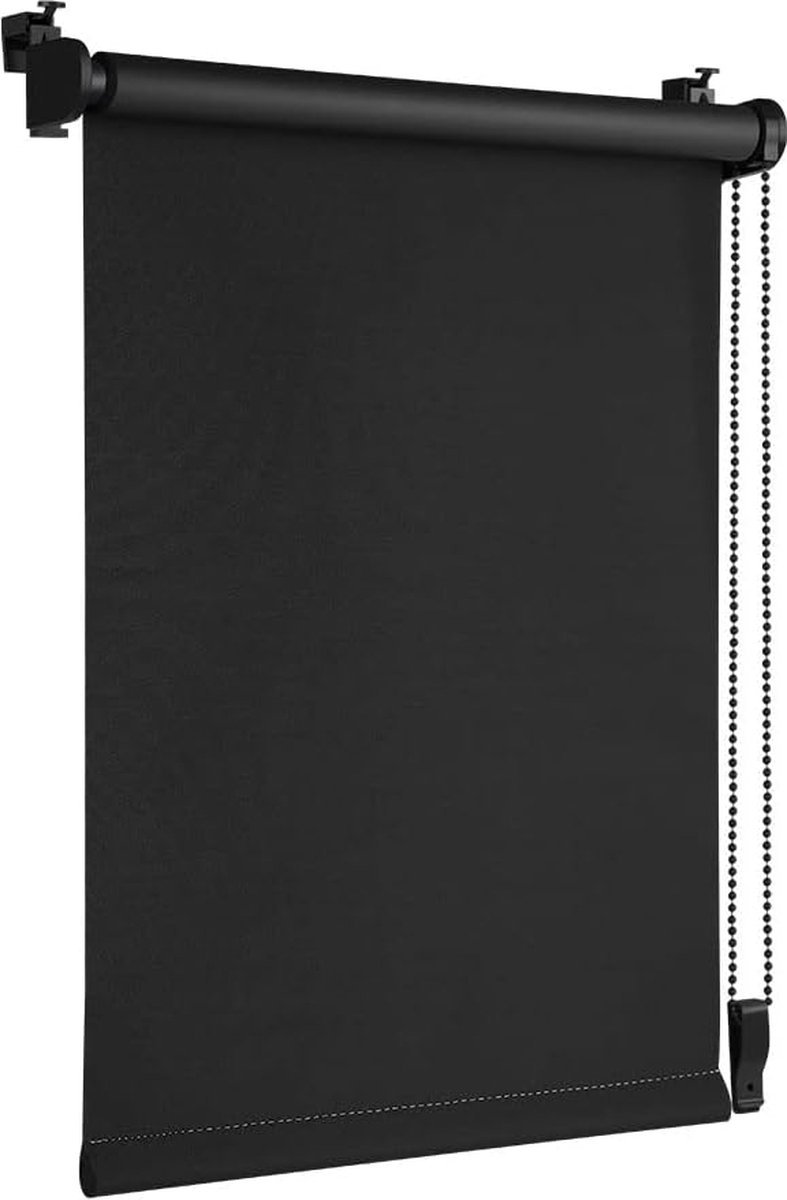 Stunq® Verduisteringsrolgordijn, thermische jaloezie, 95 x 210 cm, zwart, boren niet nodig, met coating in dezelfde kleur, Oeko-Tex Standard 100, privacyscherm, zonwering, Klemmfix voor ramen en deuren