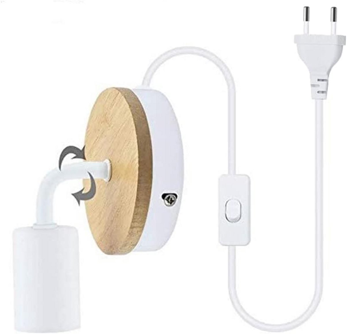 Moderne Wandlamp met Hout en Metaal voor Binnen met Snoer en Stekker