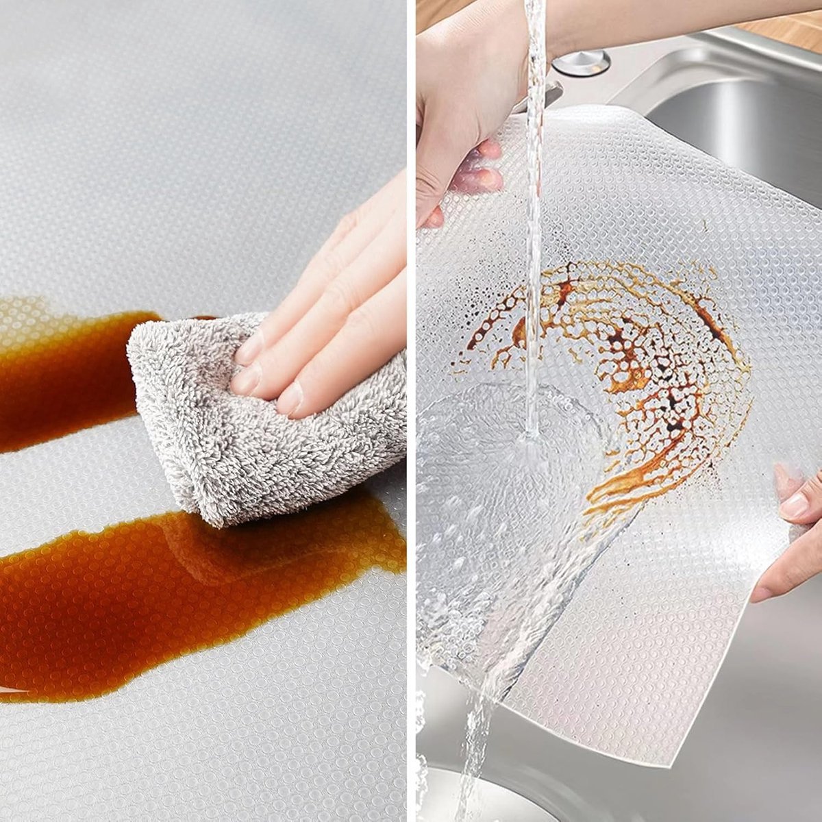 Stunq® Ladematten, antislipmat, keuken, ladebeschermer, antislip, voor keukenladen, koelkast, planken, op maat te snijden, 30 x 300 cm, transparant, 2 stuks