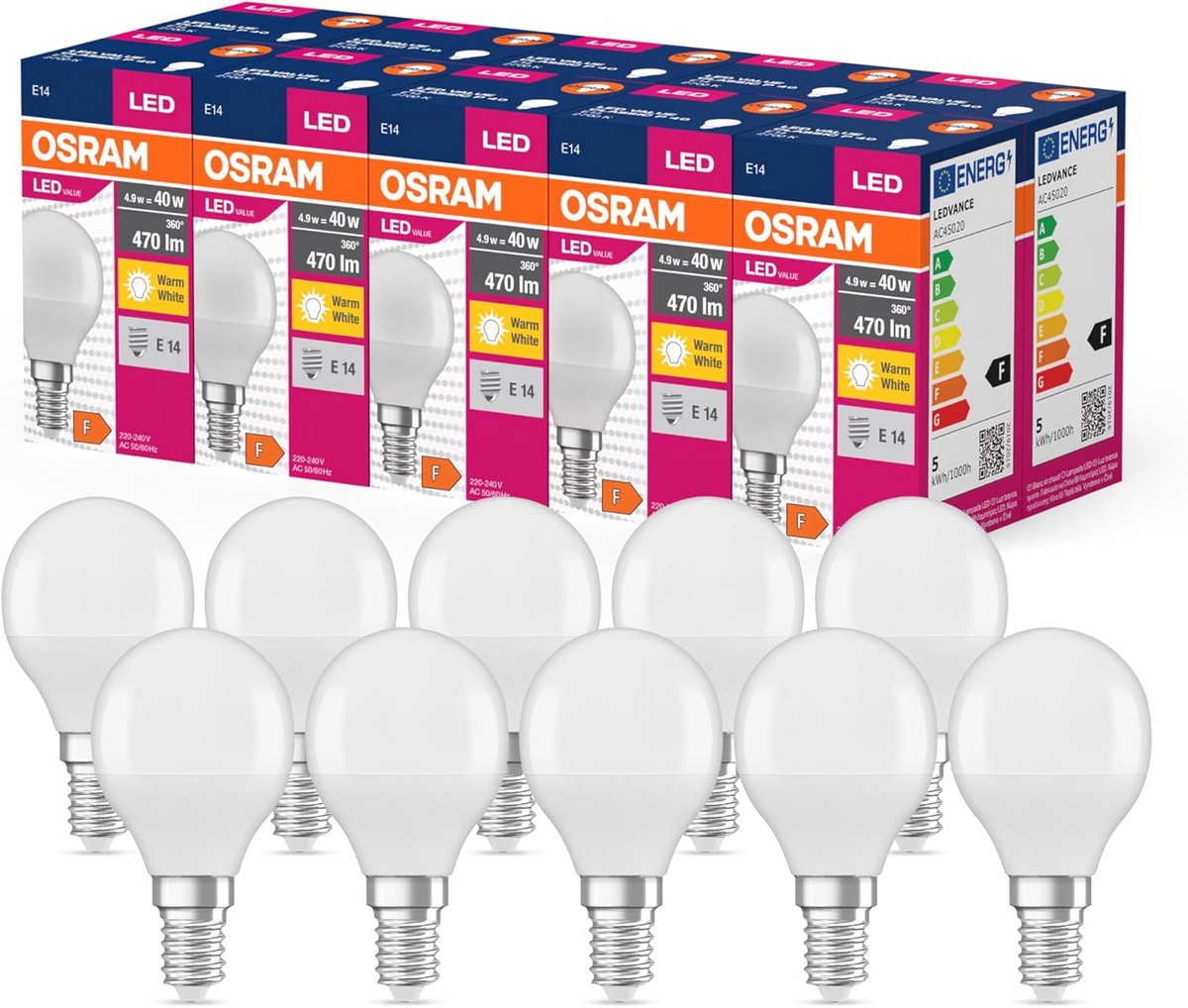 LED Lamp E14 Kleine Fitting Druppel Vorm Warm Wit 470 Lumen - 10 Stuks