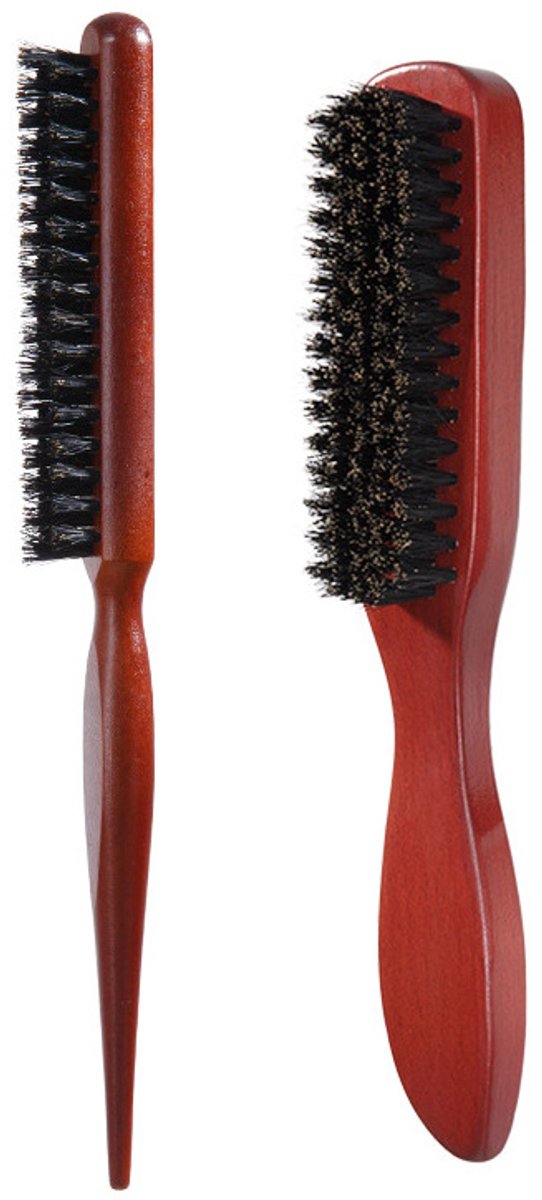 2 stuks borstel met zwijnenhaar, zachte, gladde haarborstel, zachte baardborstel voor mannen, haarstylingtool voor het kammen van baardhaar