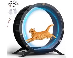 GTPLAYER - Katten Loopwiel XL 100 cm - Ultrastil met Afneembare Mat - Zwart Metaal