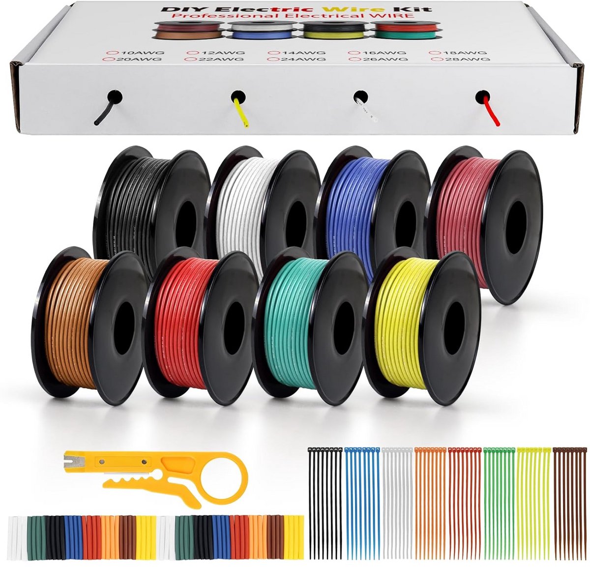 Flexibele Siliconen Elektrische Bedrading Set 30 AWG - 8 Kleuren Bundel - 80 Meter Totaal