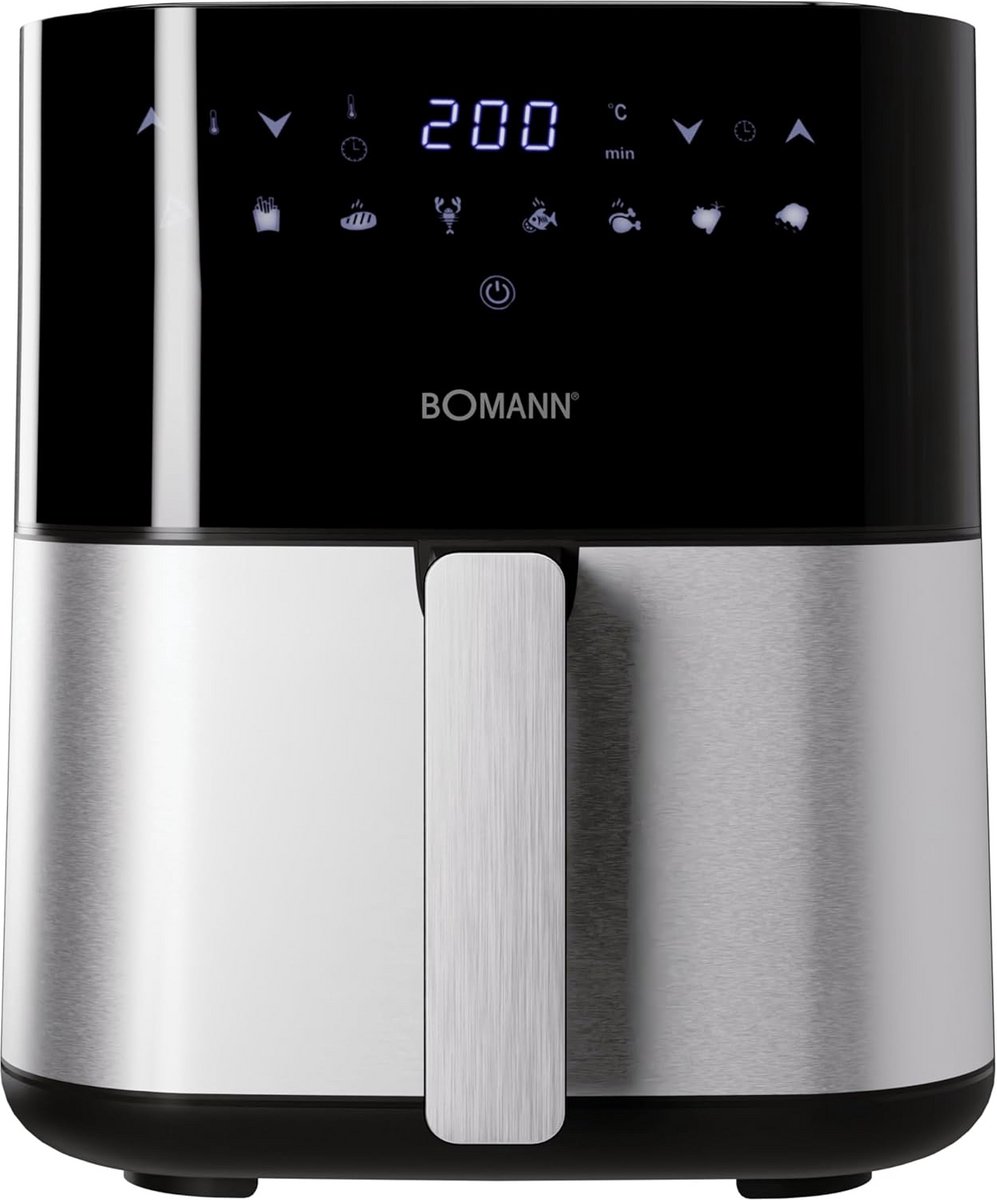 Airfryer 5 Liter met 8 Programma's en LED Display Zwart RVS
