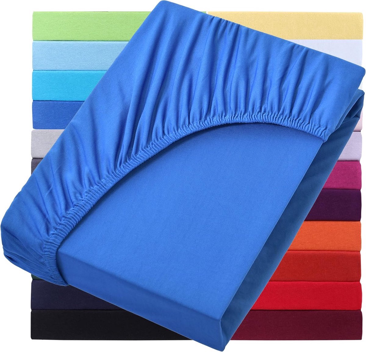 Stunq® Hoeslaken voor boxspringbed en waterbed, 200 x 220 cm, 40 cm matrashoogte, 100% katoen, koningsblauw