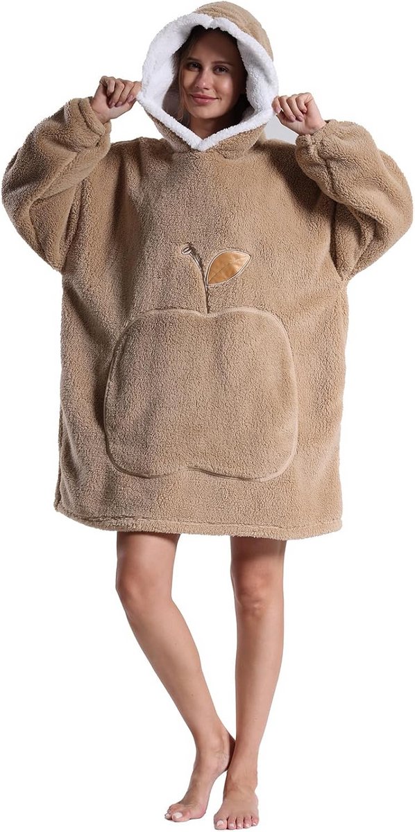 XL Hoodie Deken met Mouwen en Grote Zak - Comfortabele Fleece Draagbare Deken voor Bank