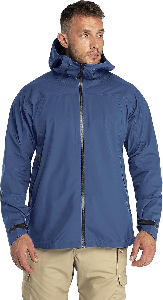 Stunq® Regenjas voor heren lichte softshelljas waterdicht winddicht ademende wandeljas functionele jas voor trekking wandelen kamperen Blauw