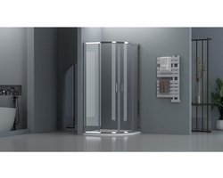FugaFlow Efficiente Vetro Douchecabine - 80x80cm - kwartrond - chroom