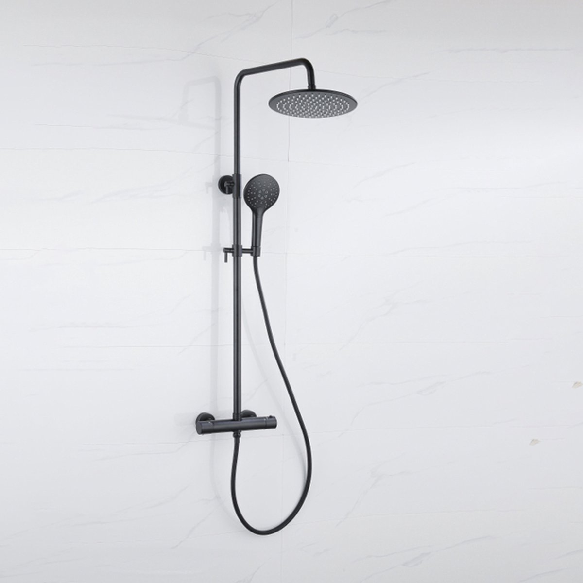 FugaFlow Eccelente Acces Regendoucheset - thermostatisch - 25cm hoofddouche - gladde slang