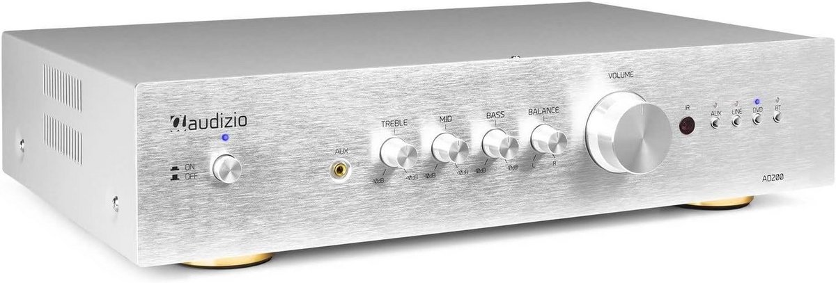 Krachtige Stereo Hifi Versterker 2.1 met Bluetooth en Subwoofer Uitgang - Zilver