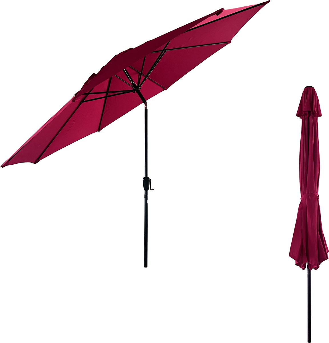 HAPUNA rechte parasol rond 3,30m diameter fuchsia