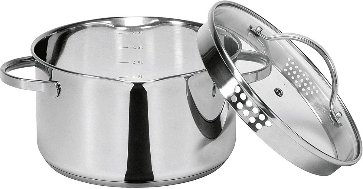 RVS Pan met Schenktuit - Kookpan 3 Liter - Geschikt voor Inductie