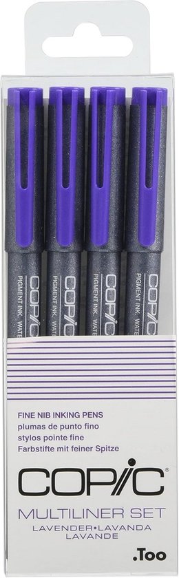 Copic Multiliner Set Kobaltblauw – 4 Fineliners In 0,05, 0,1, 0,3 En 0,5 Mm, Water- En Alcoholbestendig Voor Schetsen