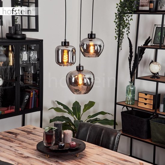Hanglamp Calcio Zwart - Smoke Glas 9Lichts 125cm kopen bij