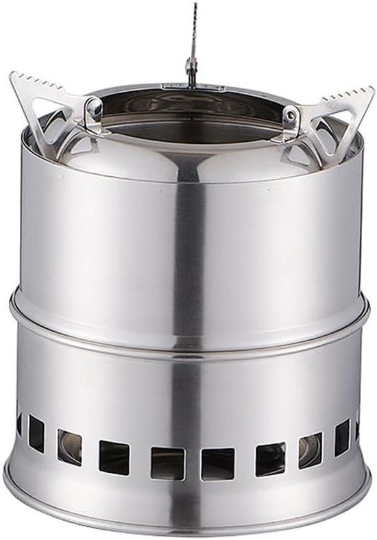 Lixada Draagbare opvouwbare campingkooktoestel, lichtgewicht titanium houtkachel voor overleving in de open lucht koken picknick jacht (type 1