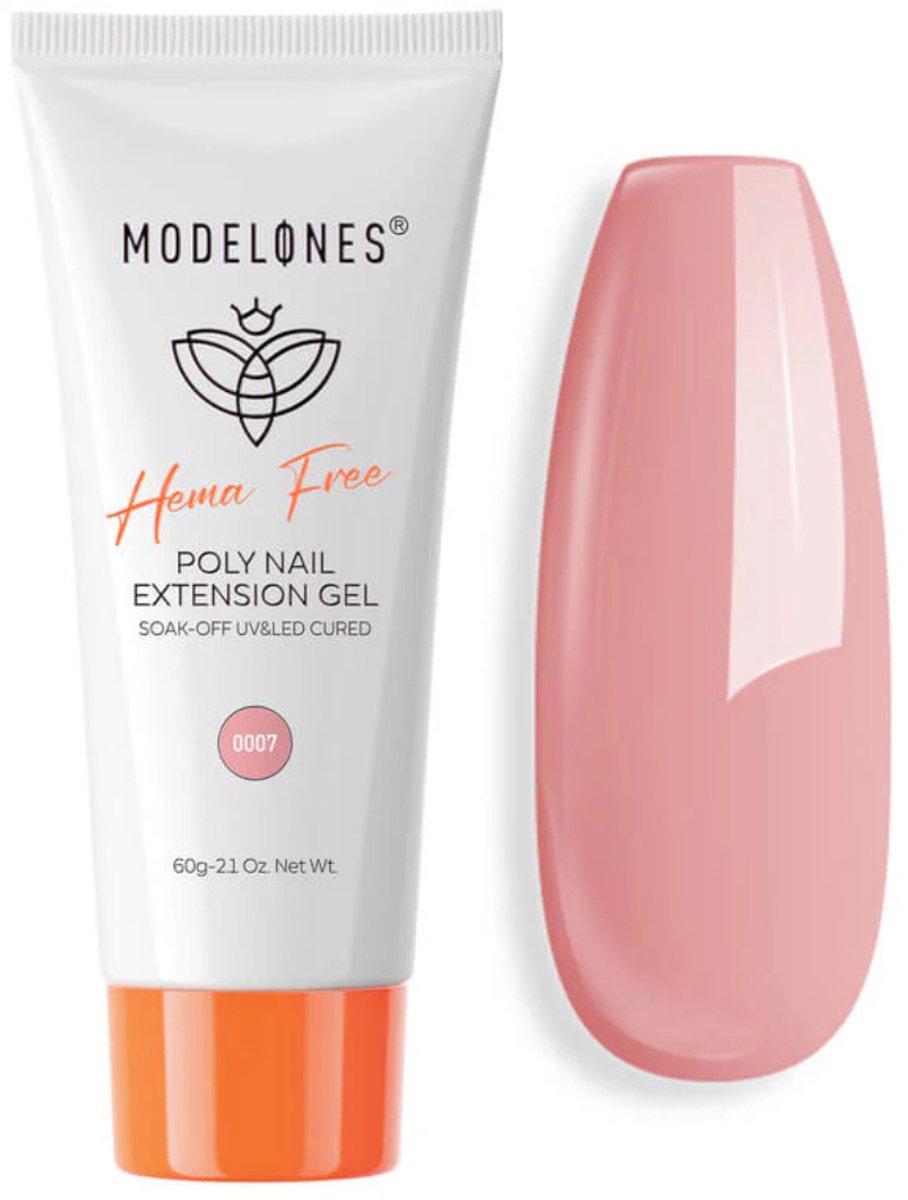 Modelones - Peach Heart - HEMA & TPO-vrije Polygel - Poly Nail Gel 60 g - Nagelverlenging - UV/LED - Niet-plakkerige formule
