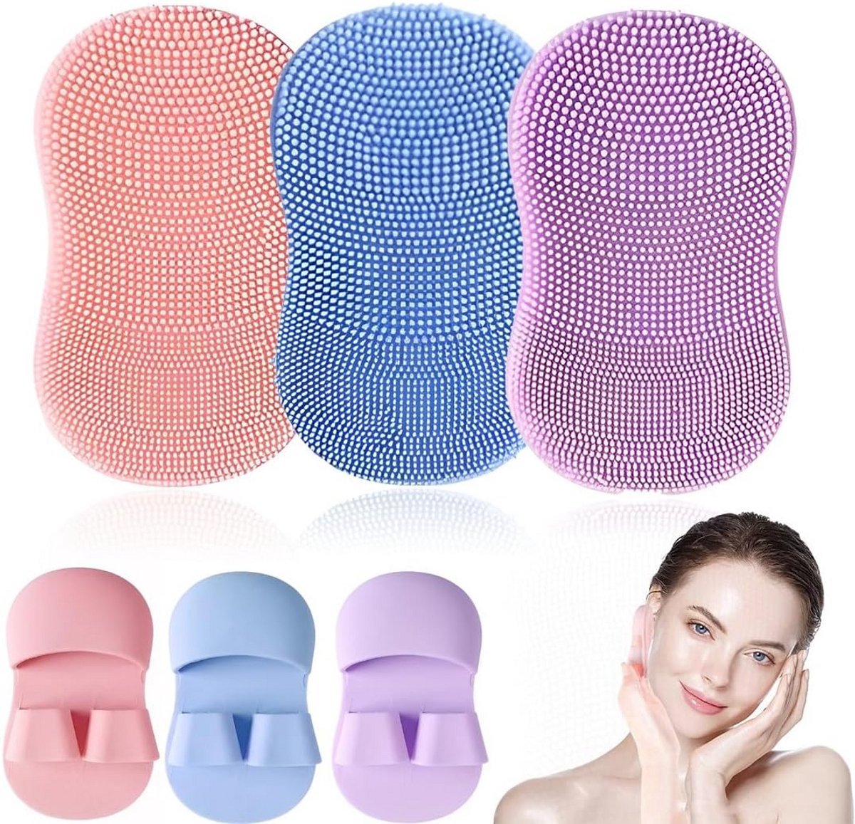 Set van 3 Silicone Gezichtsreiniger Borstels - Handmatige Reiniging en Massage