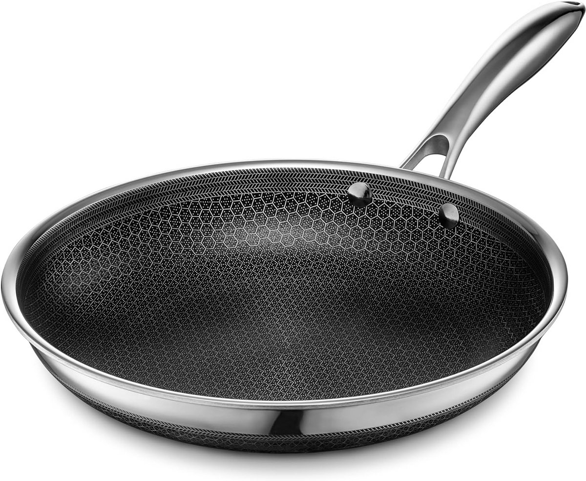 Hybride Koekenpan 25 cm RVS met Antiaanbaklaag, Ovenbestendig