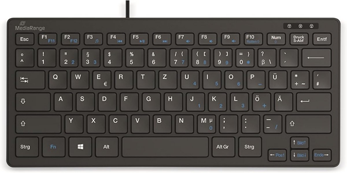Qwertz Toetsenbord Zwart met Kabel - Standaard Bedraad Desktop Toetsenbord