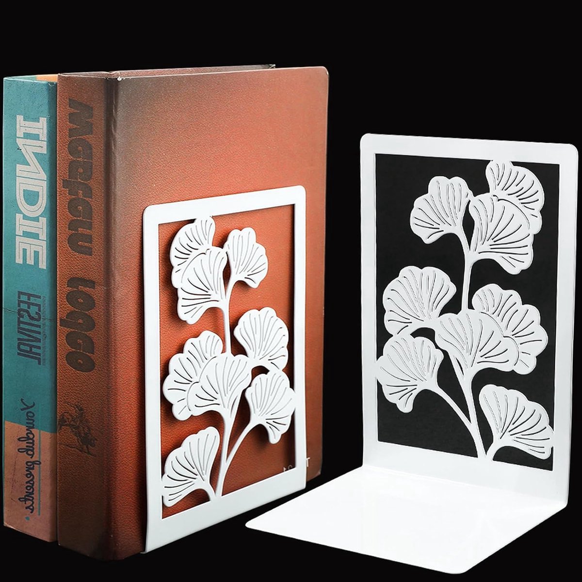 Stunq® Decoratieve Metalen Boeksteunen - Witte Boekenhouders voor Planken en Bureau