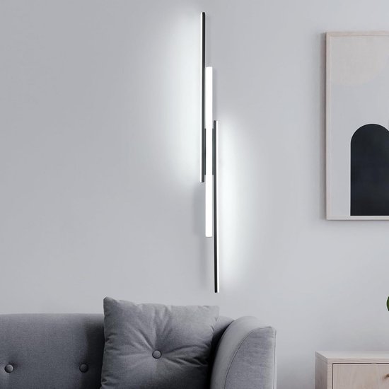 Lange Moderne LED Wandlamp Zwart 90cm - Helder Wit Licht voor Binnen | bol