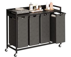 Wassorteerder 4 Vakken - Wasmand - 240L- Zwart