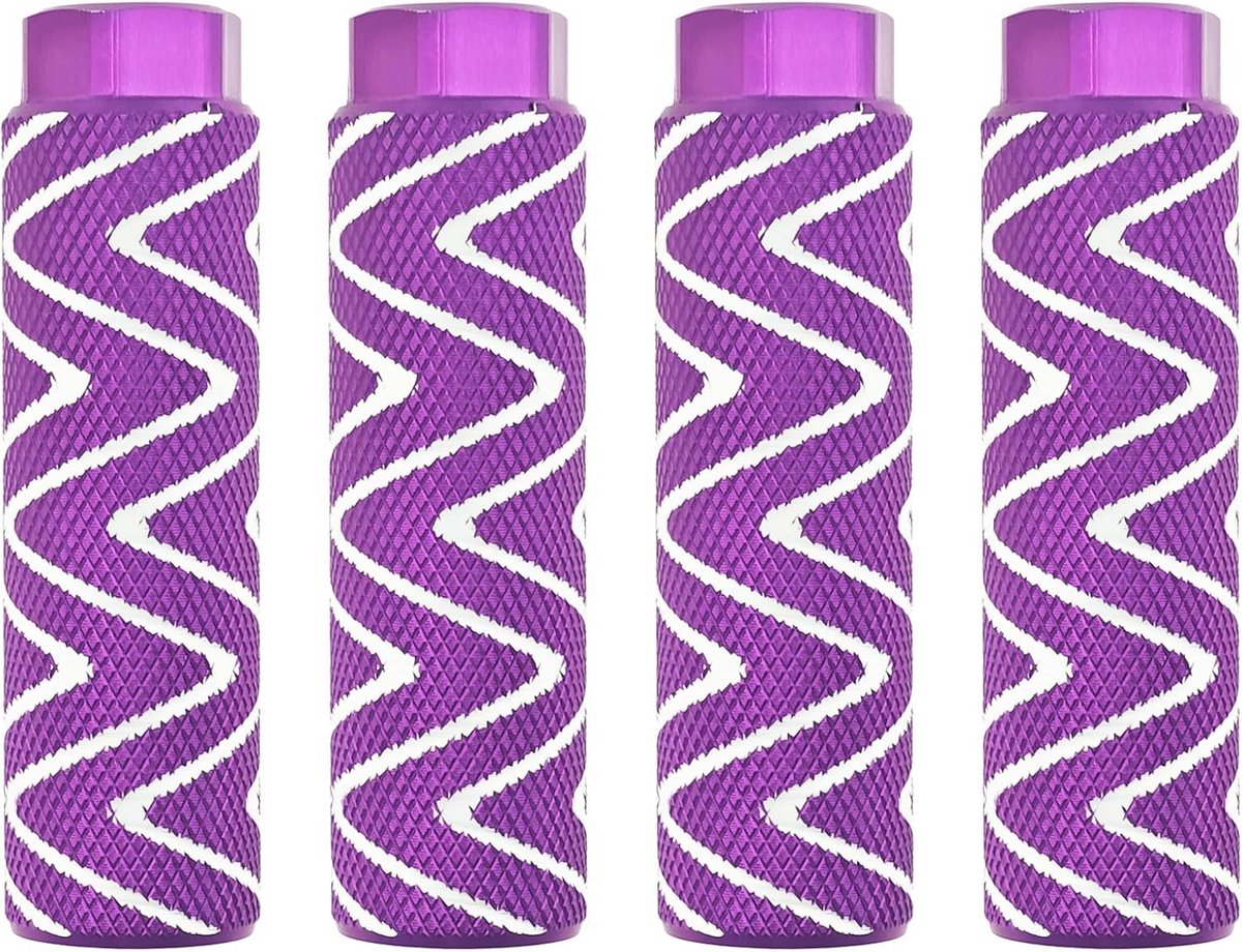4 stuks Universele Fiets Pedaal Steunen Achterbank Voetsteunen Aluminium - Paars & Zilver
