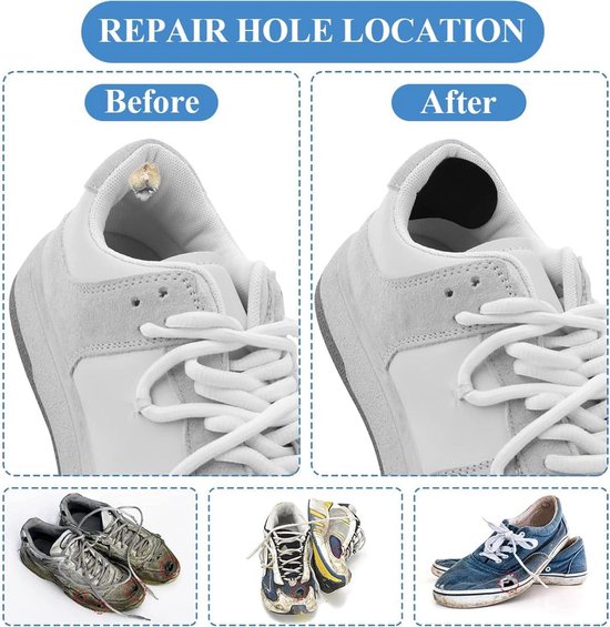 Set van 12 Zelfklevende Reparatiespatches voor Schoenen - Geschikt voor Gaten bij Teen en Hiel — afbeelding 4