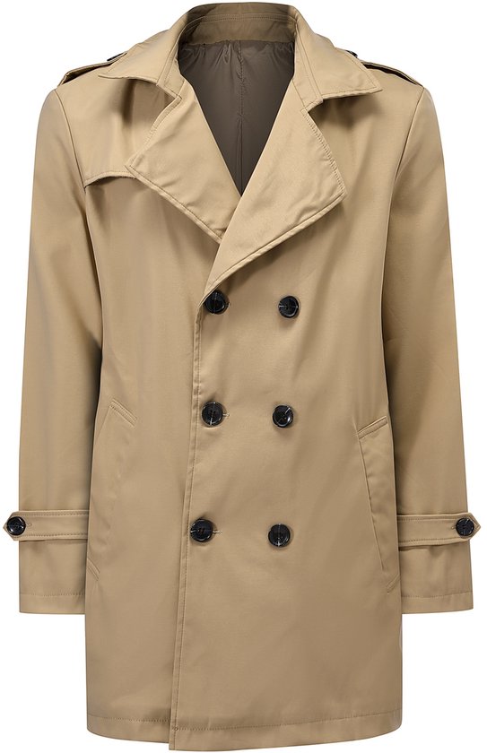 ALLTHEMEN Heren Trenchcoat - Geen riem - S