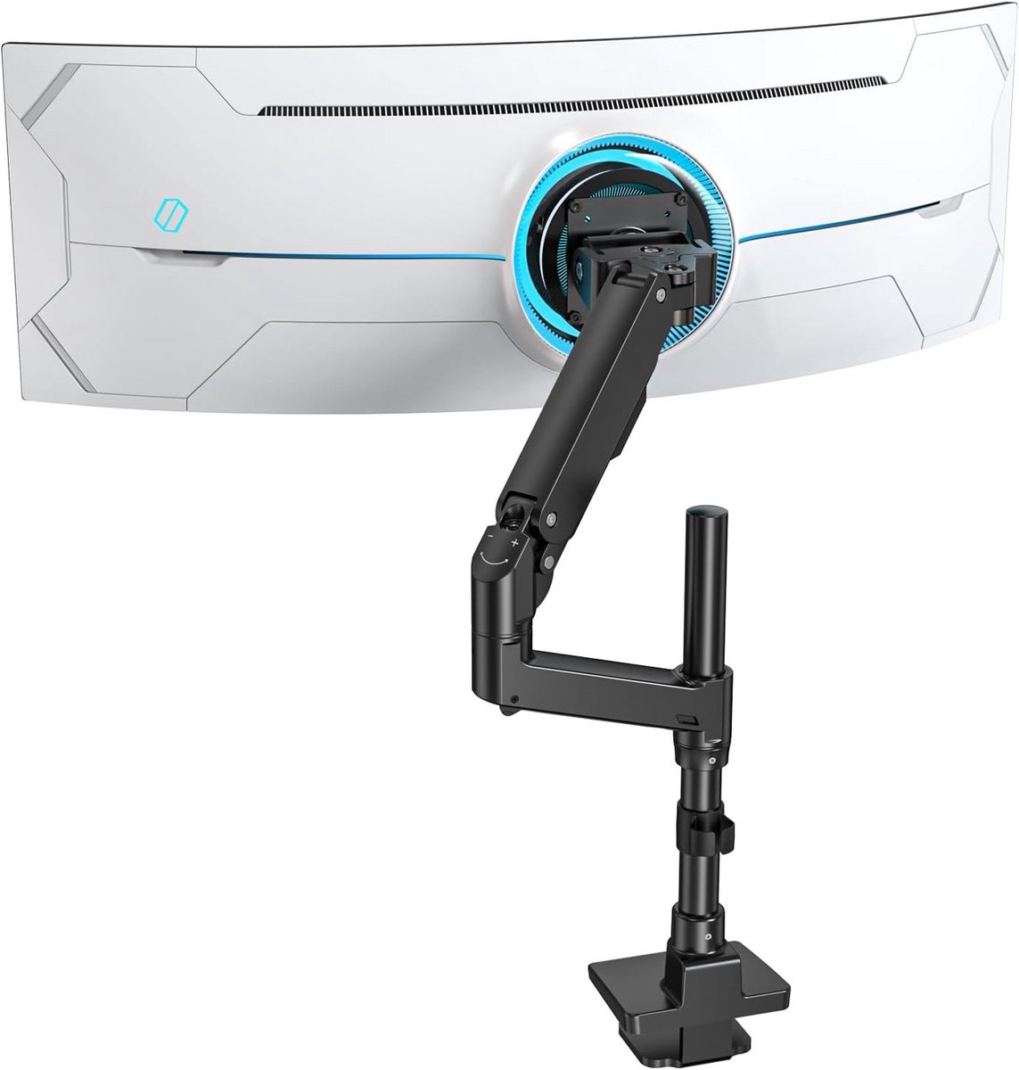 Zware Monitorarm met Hoge Paal voor Ultrawijde Schermen tot 57 Inch